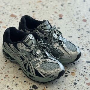 Asics Metallic Silver and Black Sneakers